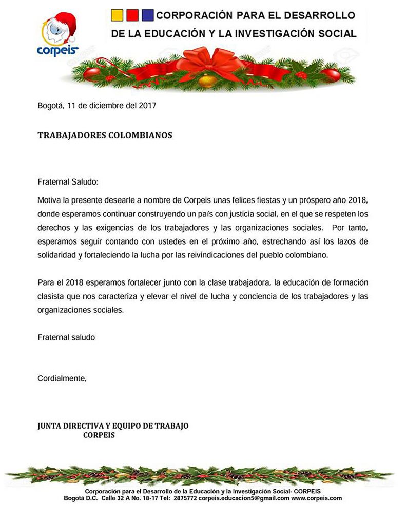 Corpeis les desea felices fiestas