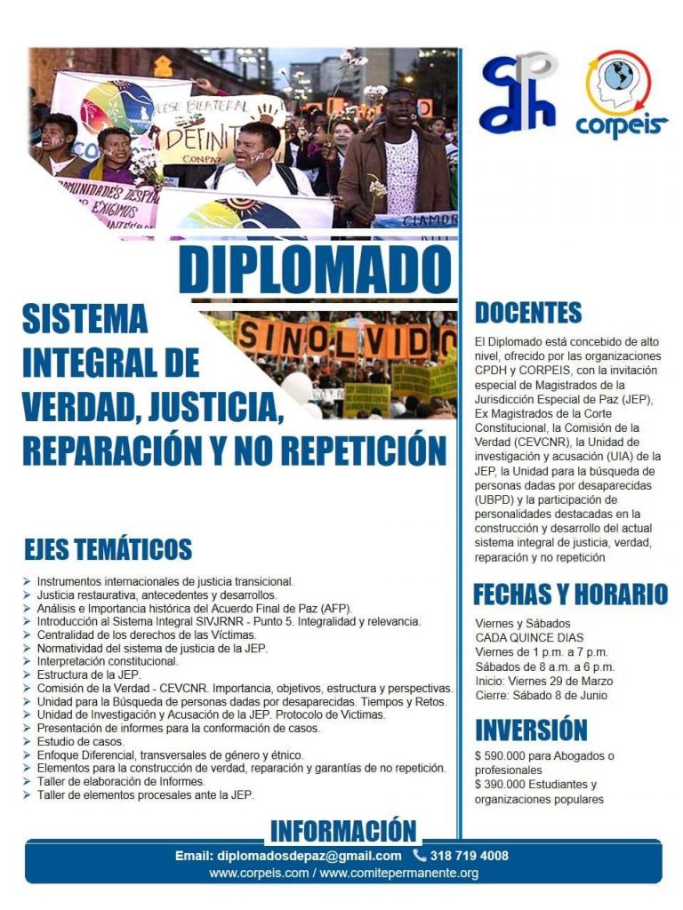 Diplomado Sistema Integral de verdad, justicia, reparación y no repetición