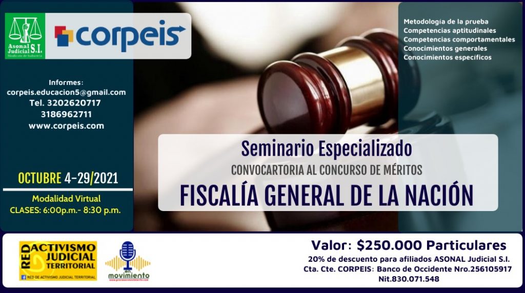 Convocatoria Seminario Especializado para Concurso de Méritos de la Fiscalía General de la Nación